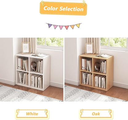 NELYE 4 Cube Organizer Bookcase White Open Shelf | Suitable - Image 5