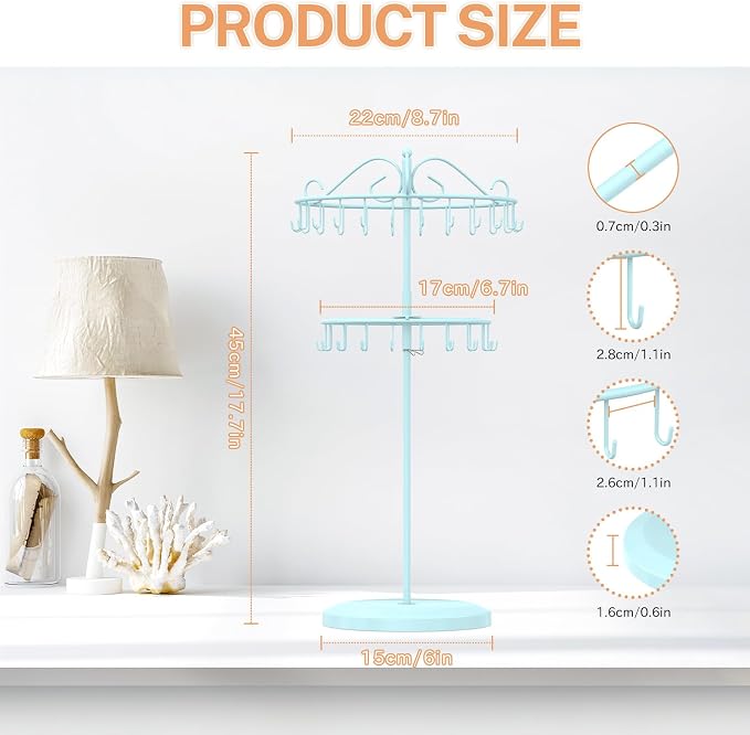 iDavosic.ly 2 Tier Rotating Necklace Holder Organizer - Image 3