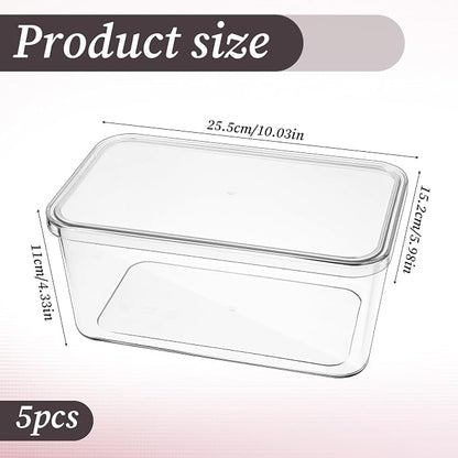 5 Pack Clear Storage Bins With Lids, Stackable Refrigerator Organizers Durable - Image 5