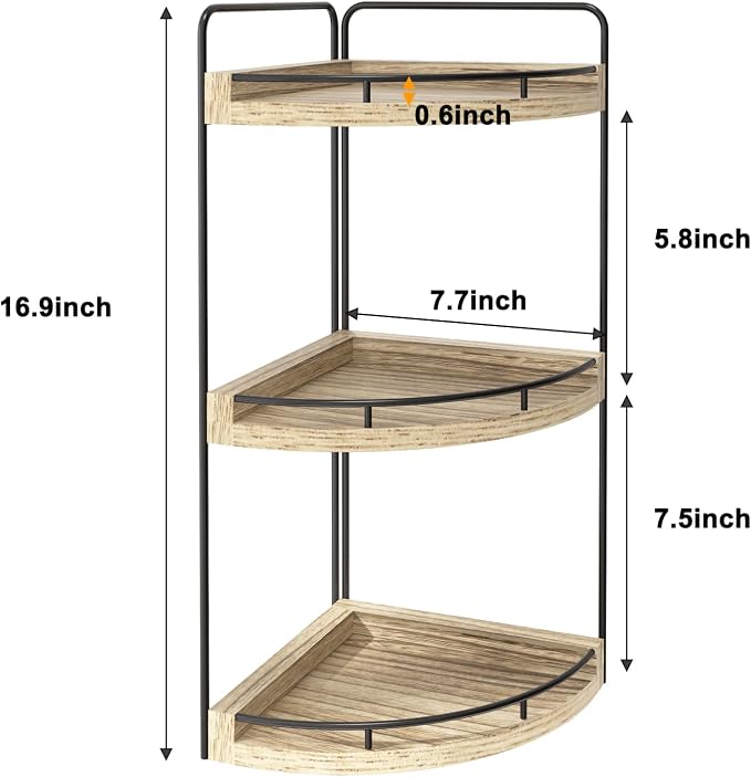 Fixwal Corner Bathroom Counter Organizer, 3 Tier Rustic Bathroom Organizer - Image 3