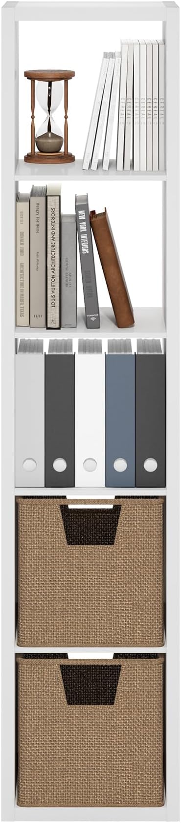 Furinno Cubicle Book Shelf, 5-Cube Bookshelf, Extra Thick Frame Horizontally & - Image 7