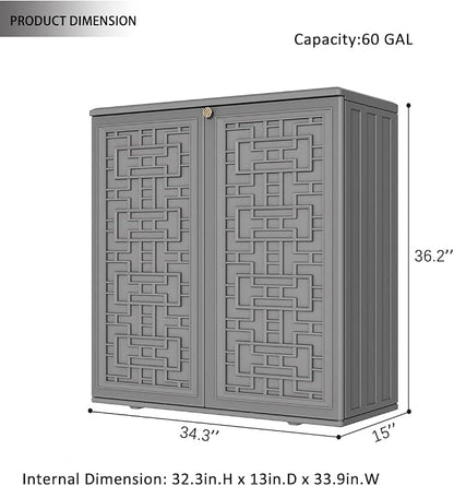 Outdoor Storage Cabinet Waterproof, Resin 62 Gallon Deck Box - Image 3