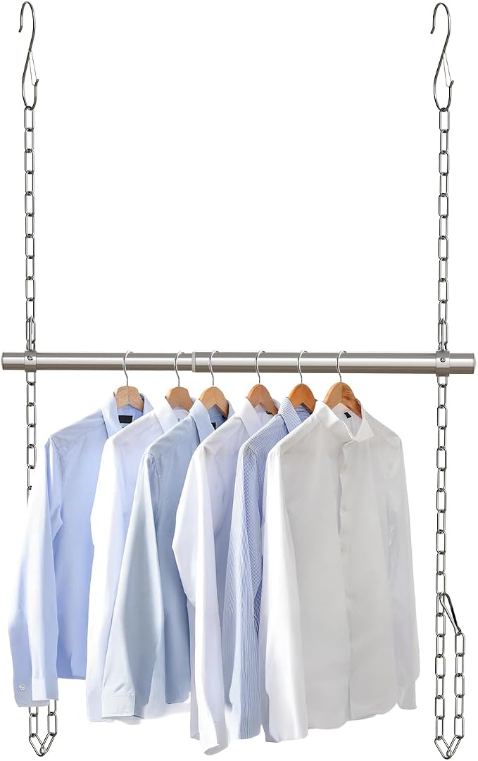 Hanging Closet Rod, Adjustable Width and Height Closet Rods Extender, 17-28inch by FOTRIC