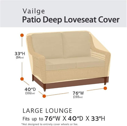 VAILGE 2-Seater Heavy Duty Patio Deep Bench Loveseat Cover, 100% Waterproof - Image 2