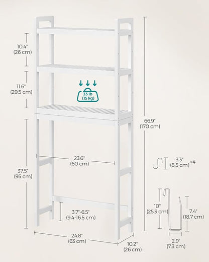 SONGMICS Over The Toilet Storage, 3-Tier Over Toilet Bathroom Organizer - Image 3