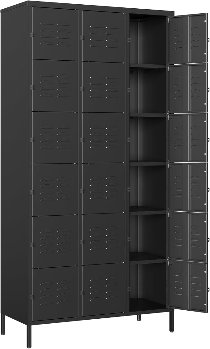 Metal Locker with 18 Doors Employees Locker, Metal Storage Locker with Hooks by Anxxsu