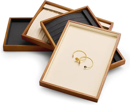 Oirlv 8 Line Wood Ring Storage Tray Jewelry Drawer Organizer Showcase Ring - Image 4