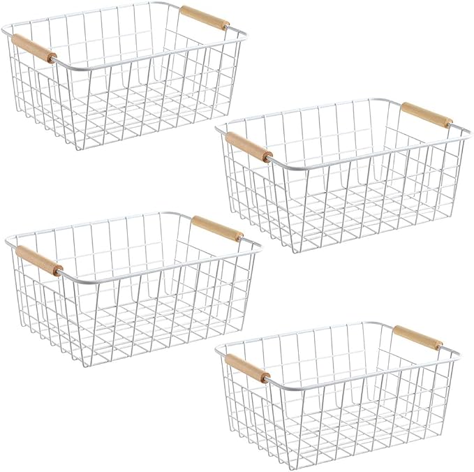 LeleCAT White Wire Baskets for Organizing by LeleCAT