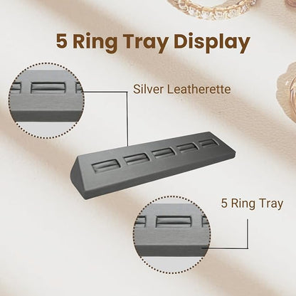 Novel Box 5-Slot Silver Leatherette Rings/Earrings/Cufflinks Holder Tray - Image 3