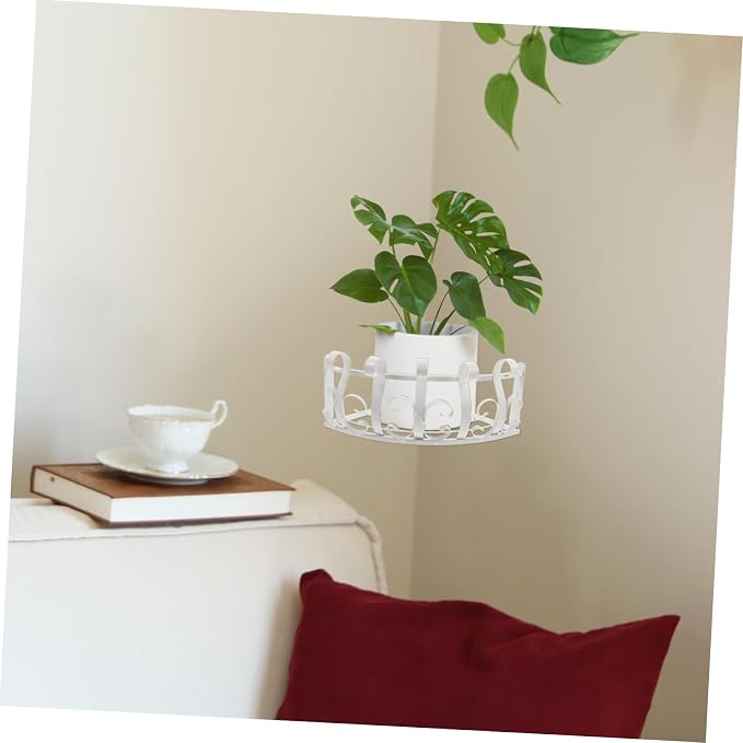 1pc Wall Mounted Flower Shelf Iron Art Hanging Planter Semicircle Flower Pot - Image 9