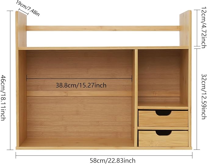 Bamboo Desktop Bookshelf 2-Tier Short Bookshelf - Image 2