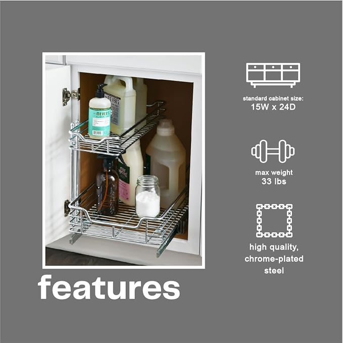 Household Essentials Glidez 2‑Tier Large Multipurpose Chrome‑Plated Steel - Image 5