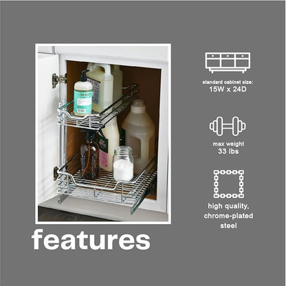 Household Essentials Glidez 2‑Tier Large Multipurpose Chrome‑Plated Steel - Image 5