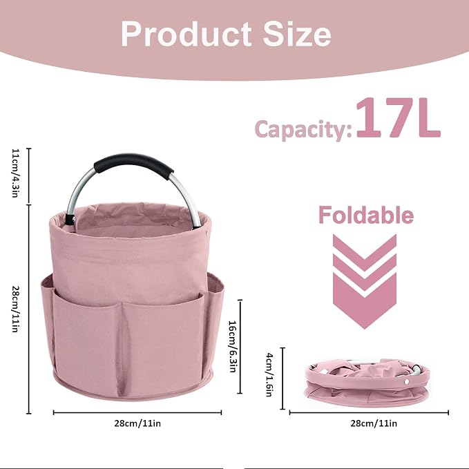 17L Cleaning Caddy with Handle, Cleaning Supplies Organizer, Foldable Storage - Image 4