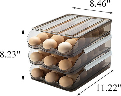 Egg Holder for Refrigerator Auto Scrolling Organizer Plastic Stackable Storage - Image 7