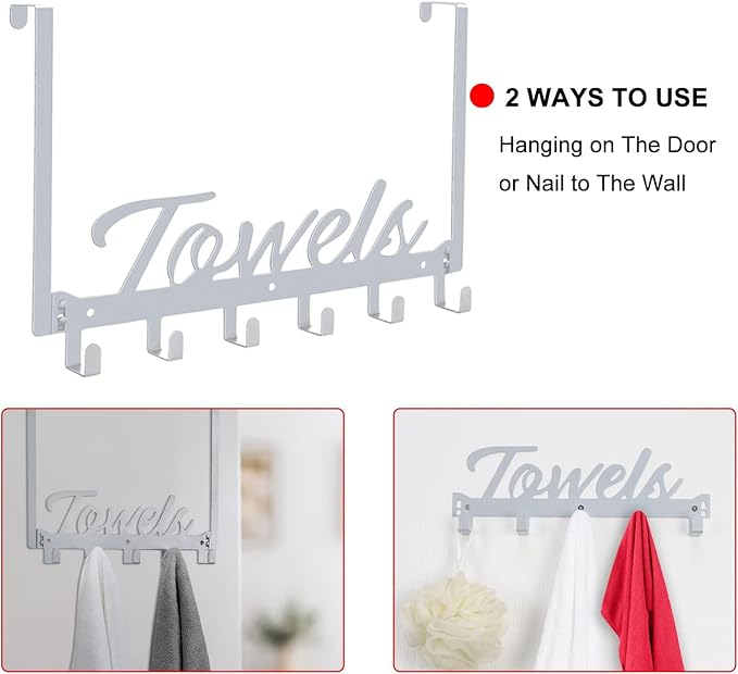 Azmoncy Over The Door Hooks, Towel Rack - Image 4