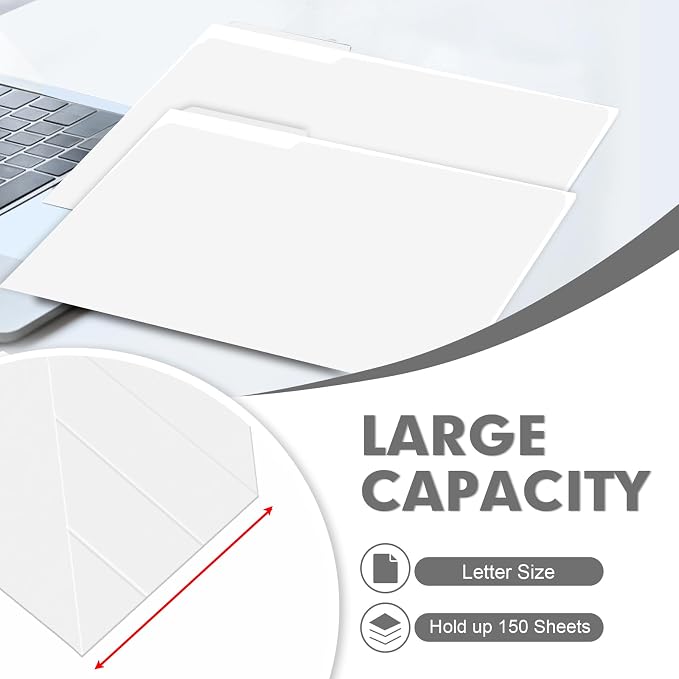File Folder, PANDRI 120 Pack File Folder, 1/3 Cut Tab, Letter Size, Filing - Image 5