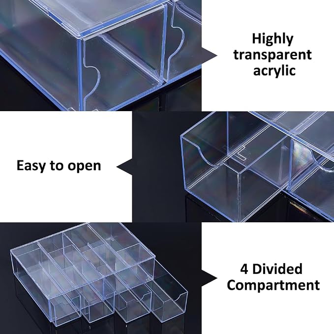 DICOSMETIC 2Pcs Small Acrylic Desk Organizer Drawers Stackable Desktop Storage - Image 4