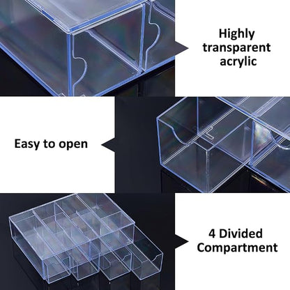 DICOSMETIC 2Pcs Small Acrylic Desk Organizer Drawers Stackable Desktop Storage - Image 4