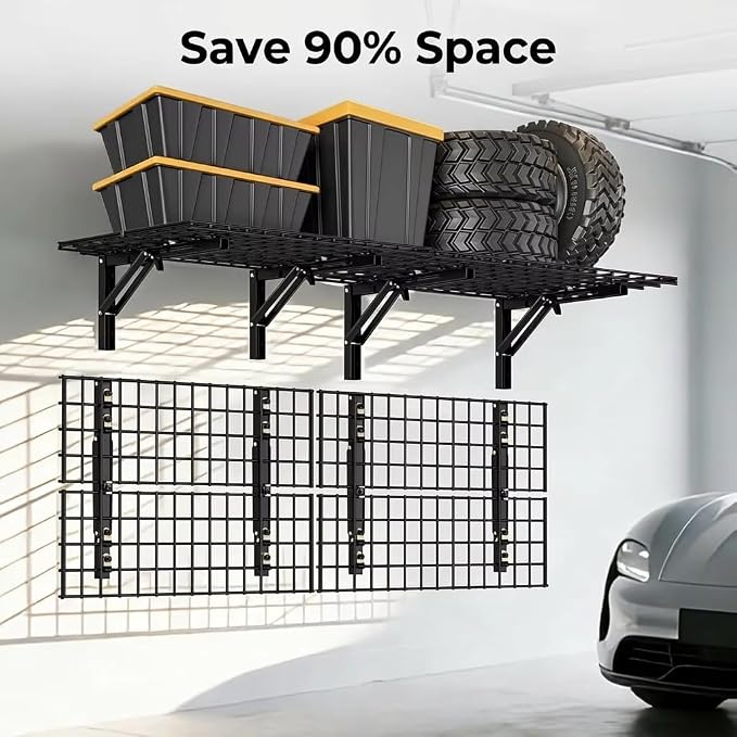 AIRAJ Foldable Garage Wall Mounted Shelving, 660Lbs Capacity, Floating Storage - Image 2
