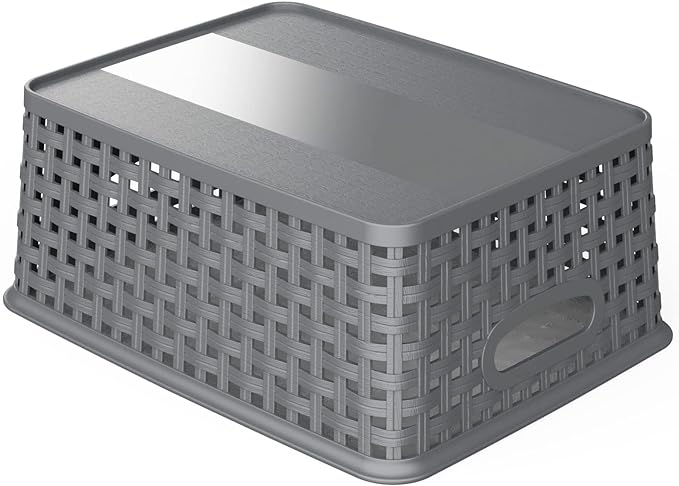 WYT 12-Pack Plastic Small Shelf Storage Weave Baskets - Image 3