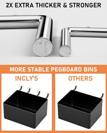 INCLY 170PCS 1/4 Inch Pegboard Hooks Kit, Extra Thick Heavy Duty Peg Board - Image 2