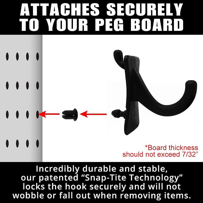 PegPro® J Hooks Kit for Standard “Wood Fiber” pegboard – Durable Plastic - Image 3
