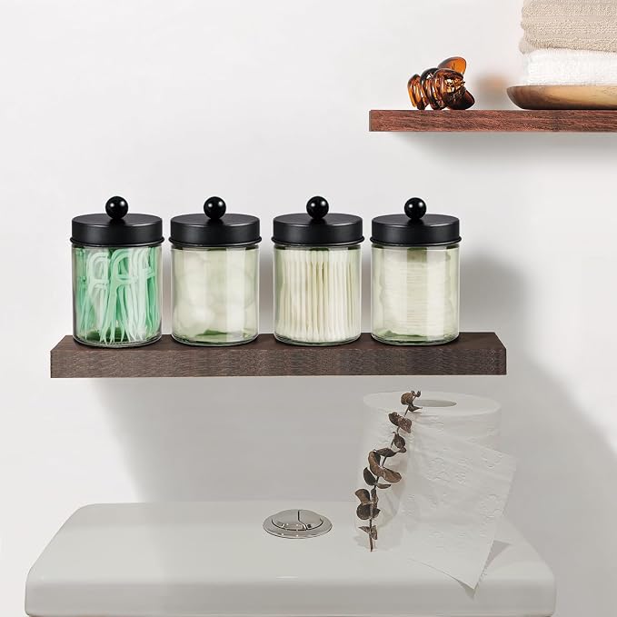 Amolliar Sage Green Glass Apothecary Jar, Qtip Holder Metal Lid & Stickers - Image 4