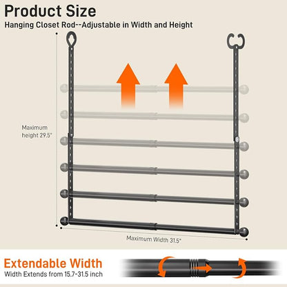 SUTINE Closet Rods for Hanging Clothes, Adjustable Closet Extender Hanging Rod - Image 2
