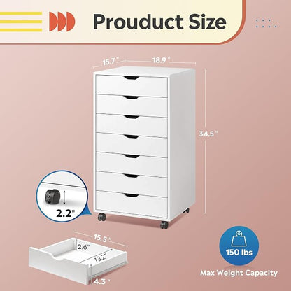 DEVAISE 7-Drawer Office File Cabinets, Mobile Craft Storage Cabinet, Storage - Image 3