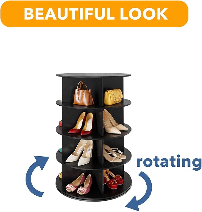 SpaceAid 4 Tier Rotating Shoe Rack Tower, Spinning Shoe Display Lazy Susan - Image 7