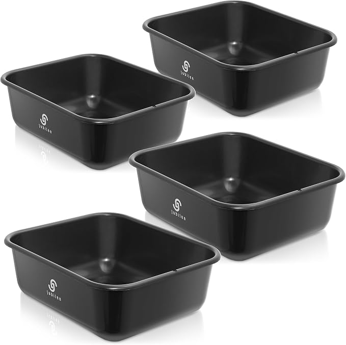 Jubilee 4-Pk Plastic Storage Bin, 11L Black Bus Utility Tub – Heavy Duty - Image 3