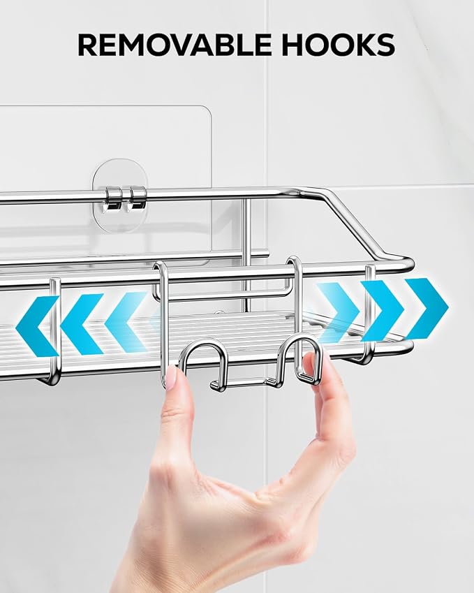Nieifi Shower Caddy Shelf Storage Rack Adhesive Without Drilling Stainless Steel - Image 4