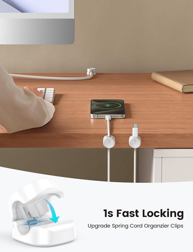 Lamicall 8 Pack Cord Organizer, Spring Cable Management Clips - Image 2