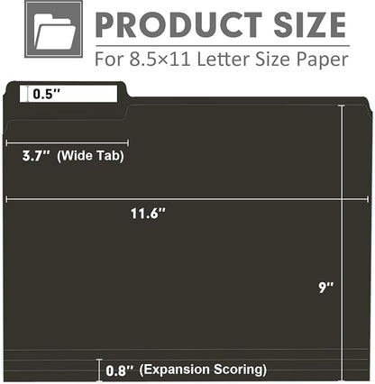 File Folder, PANDRI 120 Pack File Folder, 1/3 Cut Tab, Letter Size, Filing - Image 2