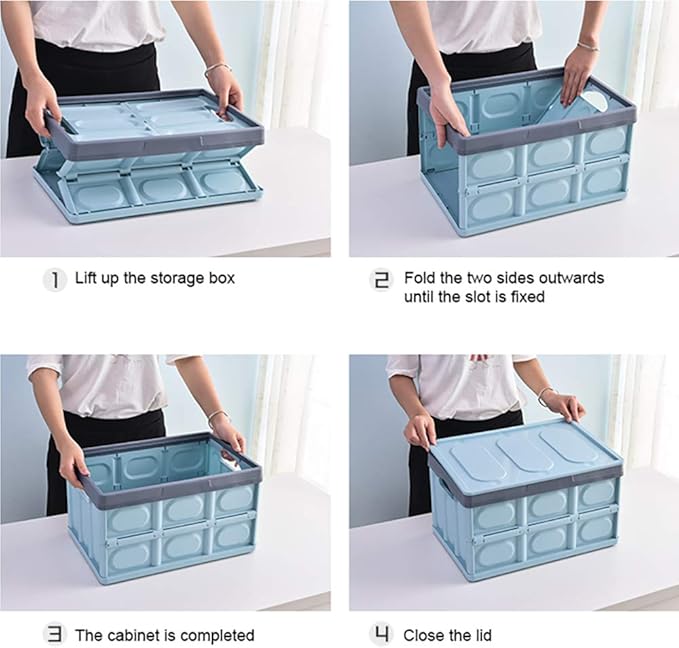 Lidded Storage Bins 2 Pack 30L Collapsible Storage Box Crates Plastic Tote - Image 4
