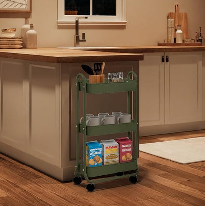 SunnyPoint Slim Rolling Storage Cart, 3 Tier Bathroom Storage Organizer Bathroom - Image 5
