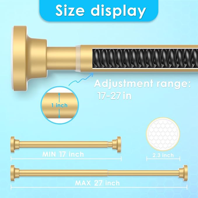 AIZESI Tension Shower Curtain Rod No-Drill Anti-Slip 18-27 in 1" - Image 2