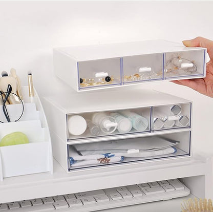 Desk Organizer-Stackable Storage Drawers, Plastic Compact Desk Storage Box - Image 2