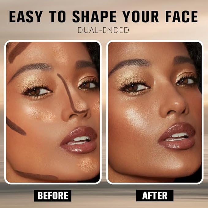 evpct Black Cocoa & Bronzer Shimmer Cream Contour Stick Face Body Makeup Dual - Image 4