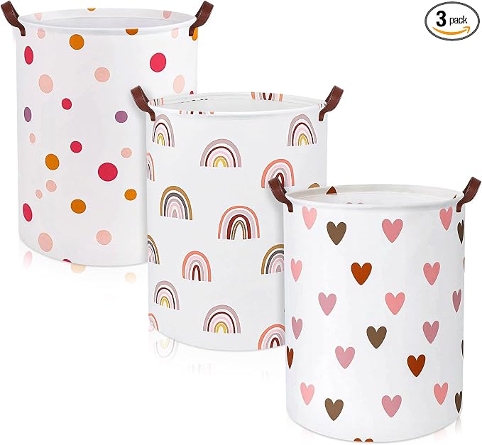 Patelai 3 Pieces Large Laundry Hamper Round Collapsible Organizer Storage Bin by Patelai