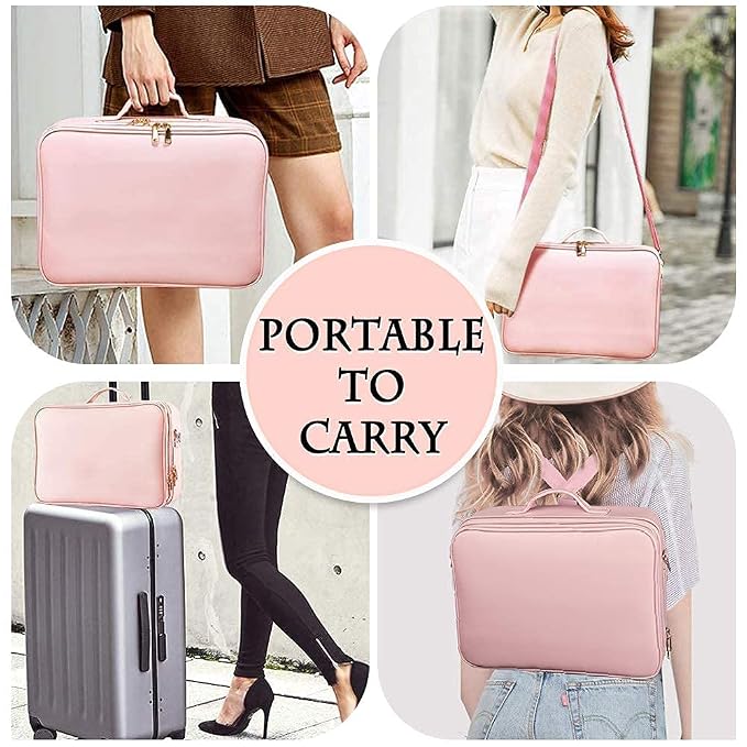 gzcz Large Capacity Travel Makeup Case Organizer, Professional Cosmetic Bags - Image 7