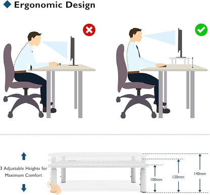 BONTEC 2 Pack 3 Height Adjustable Monitor Stand Riser - Image 3