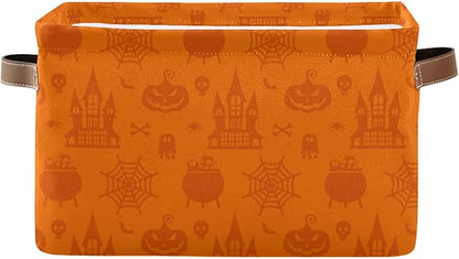 Halloween Pattern Foldable Storage Basket, Collapsible Fabric Storage Bins by LLCxigua