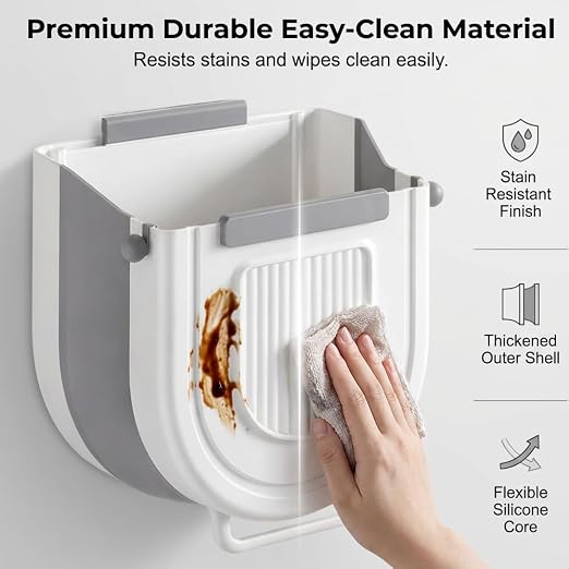 Multipurpose Hanging Collapsible Trash Can，Gray：8.5*8.7*4.9in-1.84Gal | - Image 6
