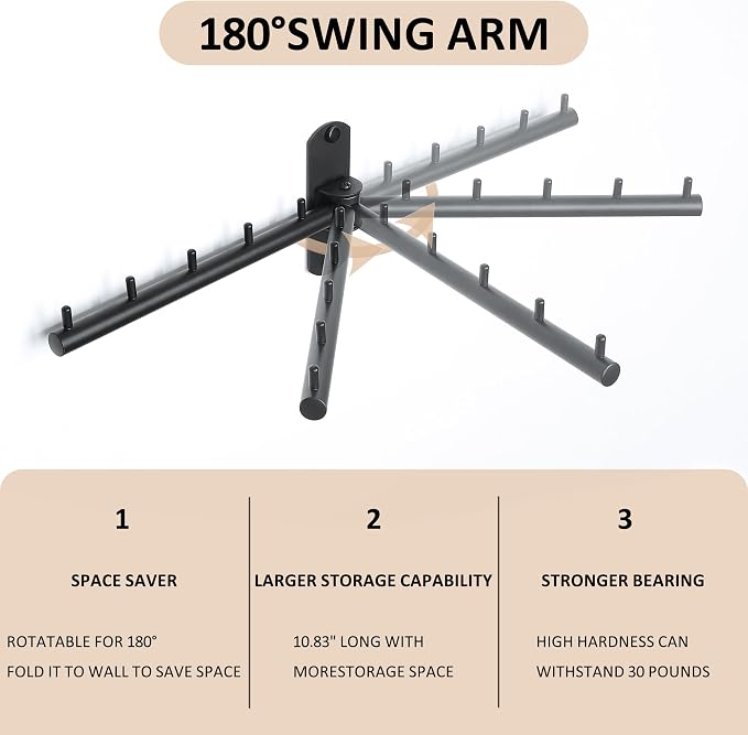 Mooche Swing Clothes Hanger Rack, Garment Racks Folding Clothes Bar Wall Mounted - Image 2