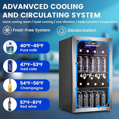 Mini Fridge 130 Can Beverage Refrigerator Cooler, 3.2 Cu.Ft Drink Fridge - Image 3