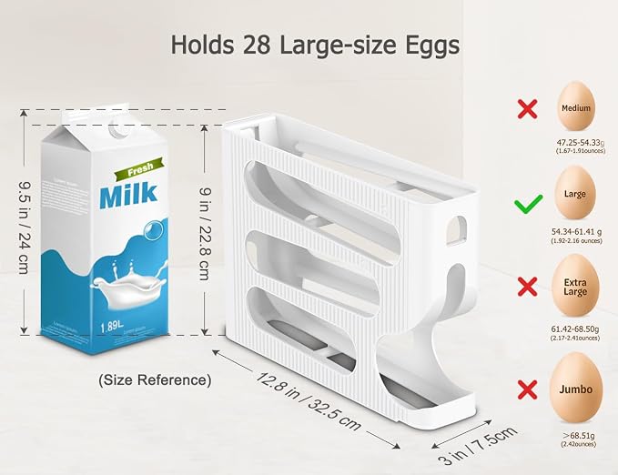 Egg Holder for Fridge, Automatic Rolling Egg Dispenser for Refrigerator - Image 5