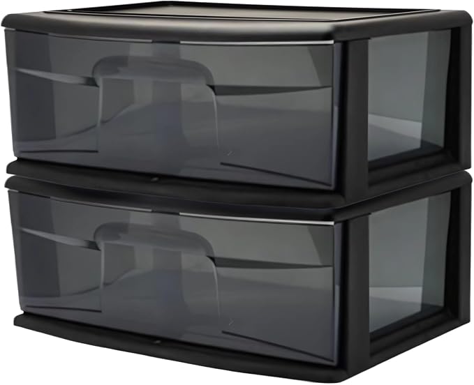 HOMZ 2-Pack 1-Drawer Storage Cart, Plastic Container by Homz