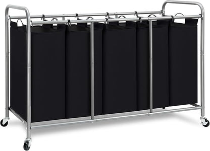 STORAGE MANIAC 5 Section Laundry Sorter, 5 Bins Rolling Separator Laundry Basket by STORAGEMANIAC